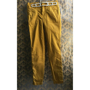 J crew Mustard Yellow Skinny Cargo Pants Ankle Zip Size 24 8.5 Rise Ankle Zip